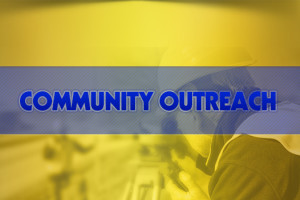 Community Outreach on gold background